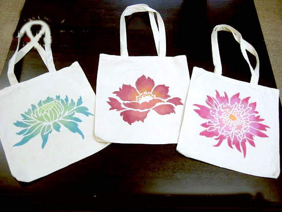 Stencil Painting On Tote Bags